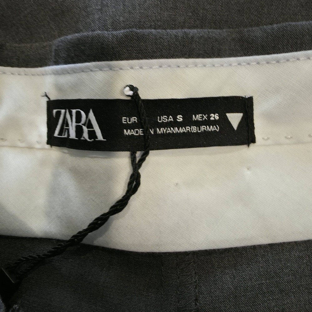 ZARA WOMAN Gray High Rise Paperbag Waist Wide Leg Ankle Dress Pants Sz Small.E43 - Picture 11 of 11